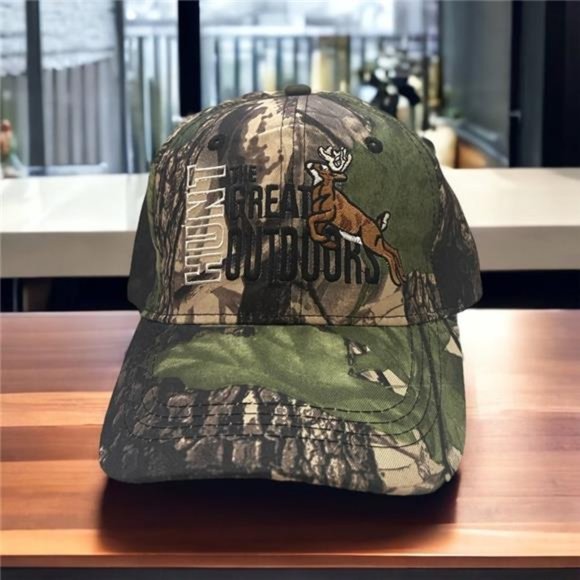 Embroidered Cap | Camouflage Adjustable Hat | The Great Outdoors Hunter Hat - Picture 5 of 7
